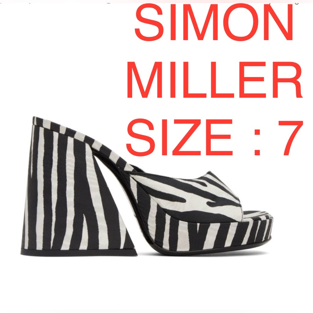🛍️🛍️ HOST PICK 🎁 SIMON MILLER Black & White Slice Heeled Sandals, U.S size : 7